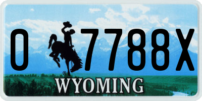 WY license plate 07788X