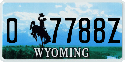 WY license plate 07788Z