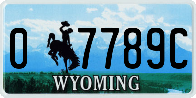 WY license plate 07789C