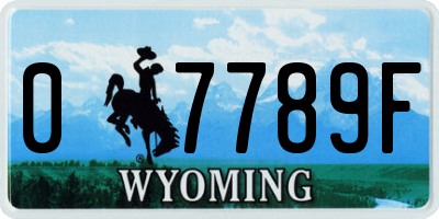 WY license plate 07789F
