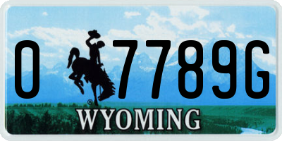 WY license plate 07789G
