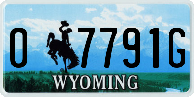 WY license plate 07791G