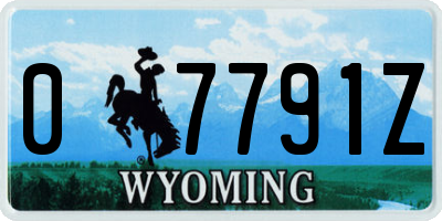WY license plate 07791Z
