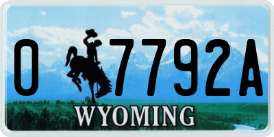 WY license plate 07792A