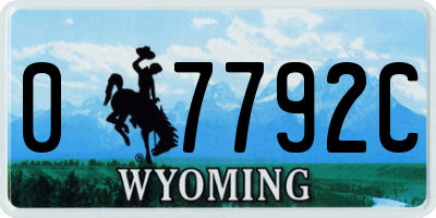 WY license plate 07792C