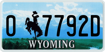 WY license plate 07792D