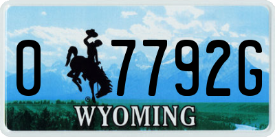 WY license plate 07792G