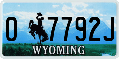 WY license plate 07792J