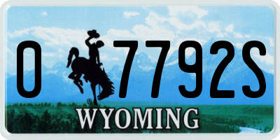 WY license plate 07792S
