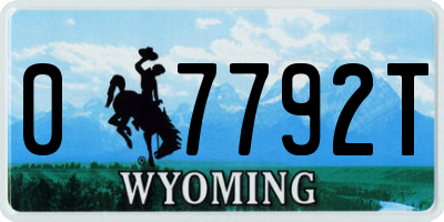 WY license plate 07792T