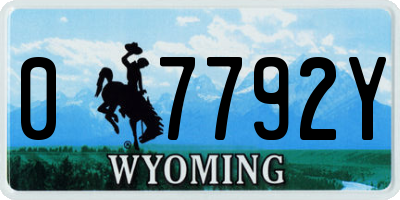 WY license plate 07792Y