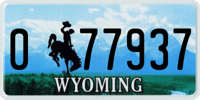 WY license plate 077937
