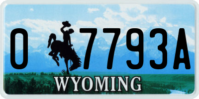WY license plate 07793A