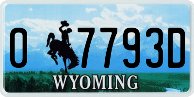 WY license plate 07793D