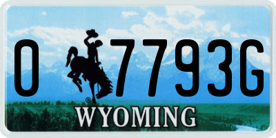 WY license plate 07793G