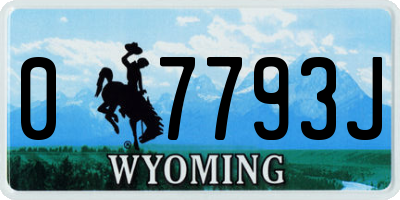 WY license plate 07793J