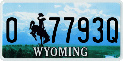 WY license plate 07793Q