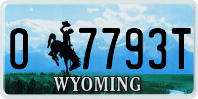 WY license plate 07793T