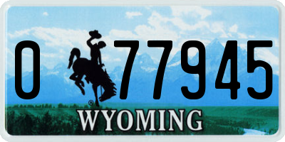 WY license plate 077945