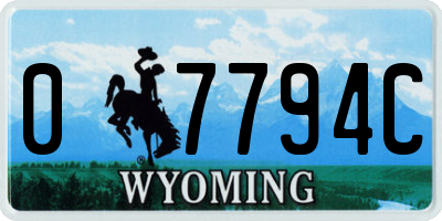 WY license plate 07794C