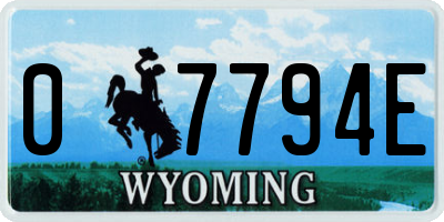 WY license plate 07794E