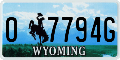 WY license plate 07794G