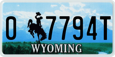 WY license plate 07794T