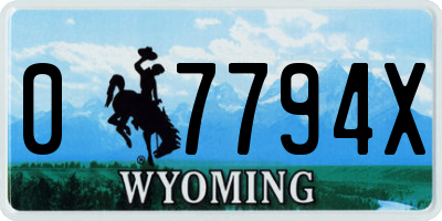 WY license plate 07794X