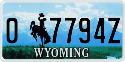 WY license plate 07794Z