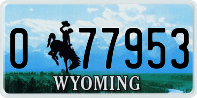 WY license plate 077953
