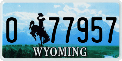 WY license plate 077957