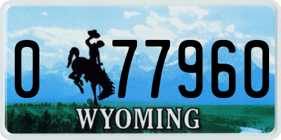 WY license plate 077960