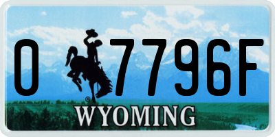 WY license plate 07796F