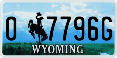 WY license plate 07796G