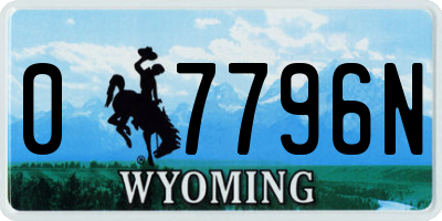 WY license plate 07796N