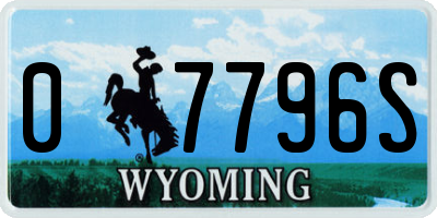WY license plate 07796S