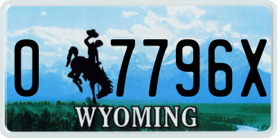 WY license plate 07796X