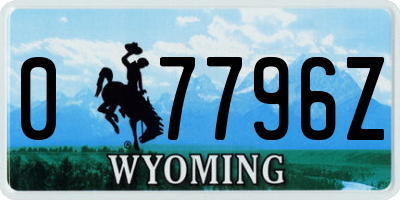 WY license plate 07796Z