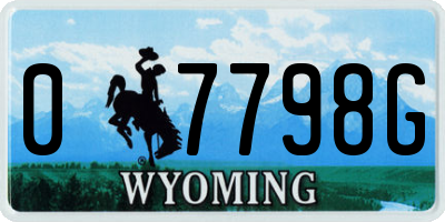 WY license plate 07798G
