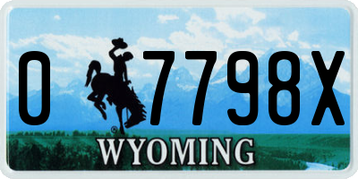 WY license plate 07798X