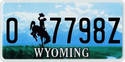 WY license plate 07798Z