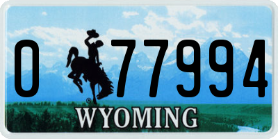 WY license plate 077994