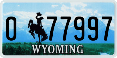 WY license plate 077997