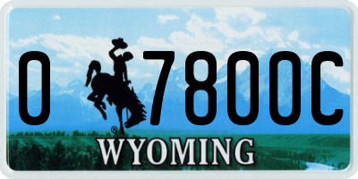 WY license plate 07800C