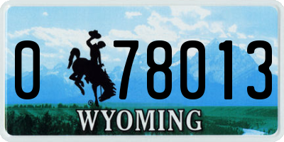 WY license plate 078013