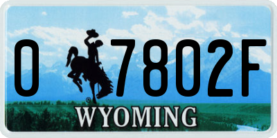 WY license plate 07802F