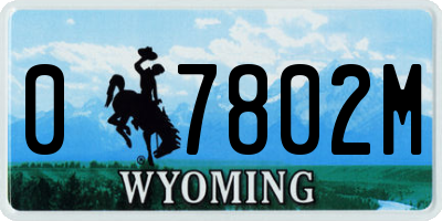 WY license plate 07802M