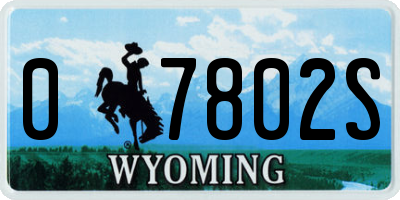 WY license plate 07802S