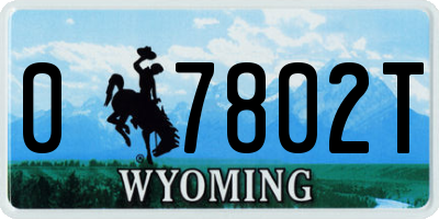 WY license plate 07802T