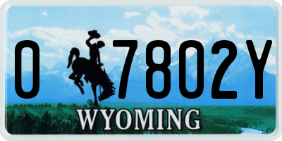WY license plate 07802Y